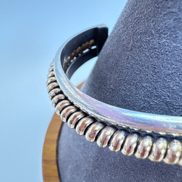 VTG 12k Gold Filled Sterling Silver 925 Open Cuff Bracelet Size 7.5" Fit - Picture 4 of 11